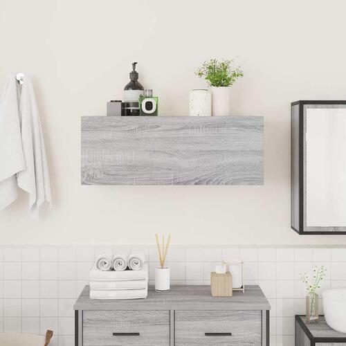 Væghængt badeværelsesskab 80x25x30 cm konstrueret træ