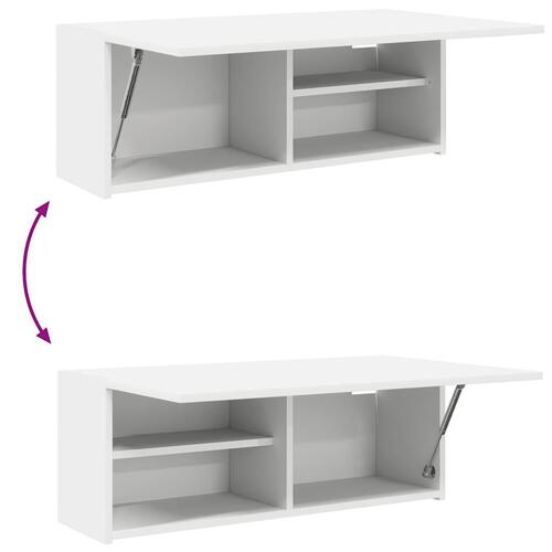Væghængt badeværelsesskab 80x25x30 cm konstrueret træ hvid