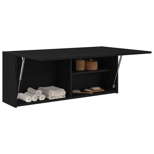 Væghængt badeværelsesskab 100x25x40 cm konstrueret træ sort