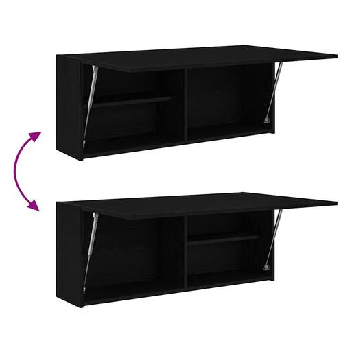 Væghængt badeværelsesskab 100x25x40 cm konstrueret træ sort