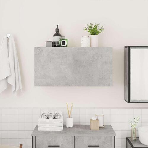 Væghængt badeværelsesskab 80x25x40 cm konstrueret træ betongrå