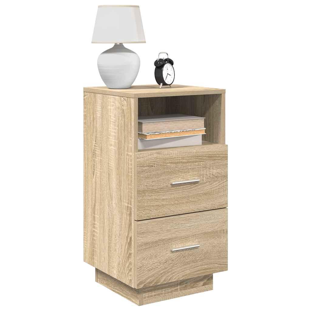 Sengeborde 2 stk. med 2 skuffer 36x36x68 cm sonoma-eg