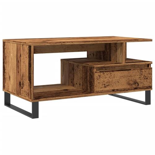 Sofabord 90x49x45 cm konstrueret træ antikt trælook