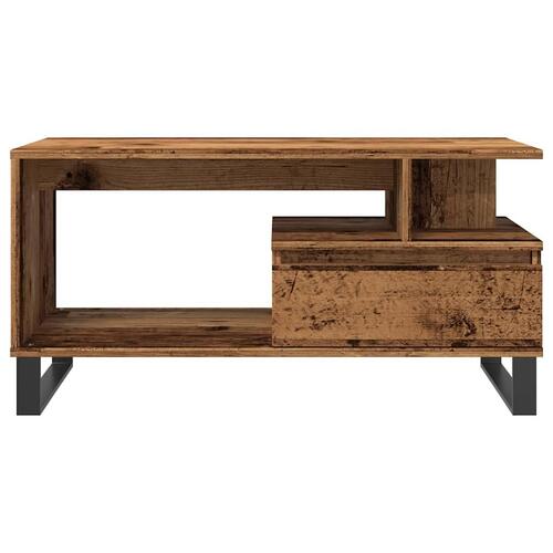 Sofabord 90x49x45 cm konstrueret træ antikt trælook