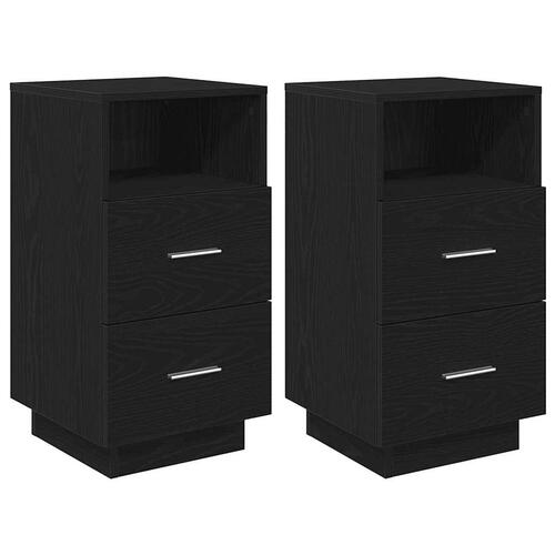 Sengeborde 2 stk. med 2 skuffer 36x36x68 cm sort