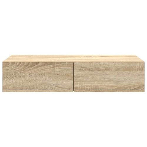 Væghylde med skuffer 80x33x17 cm konstrueret træ sonoma-eg