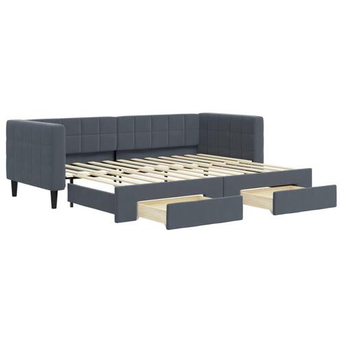 Daybed med udtræk og skuffer 80x200 cm velour mørkegrå
