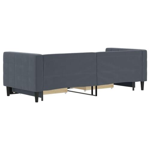 Daybed med udtræk og skuffer 80x200 cm velour mørkegrå