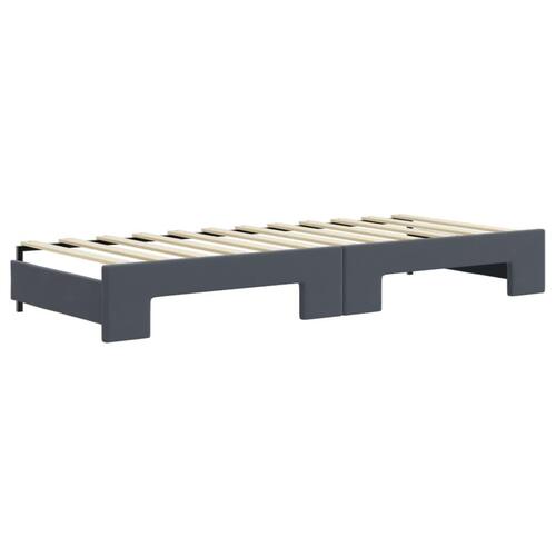 Daybed med udtræk og skuffer 80x200 cm velour mørkegrå