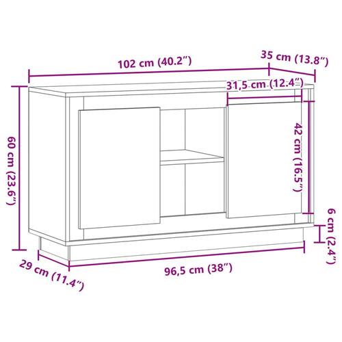 Skænk 102x35x60 cm konstrueret træ kunsteg