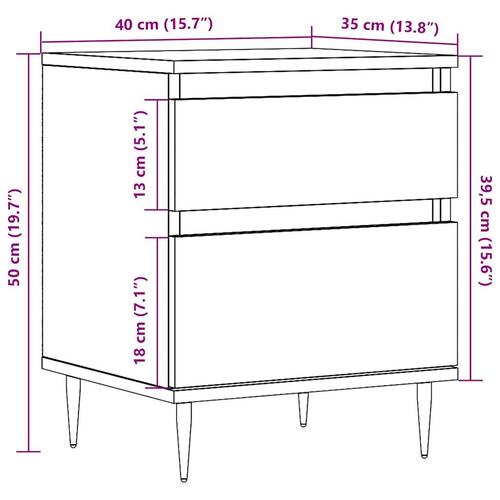 Sengebord 40x35x50 cm konstrueret træ kunsteg