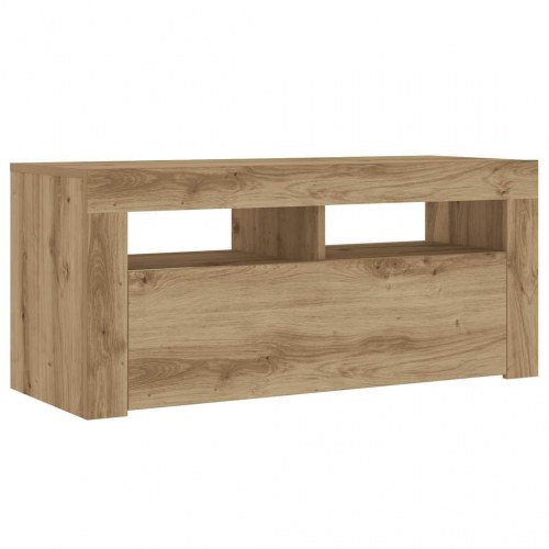 Tv-bord med LED-lys - 90×35×40 cm i kunsteg