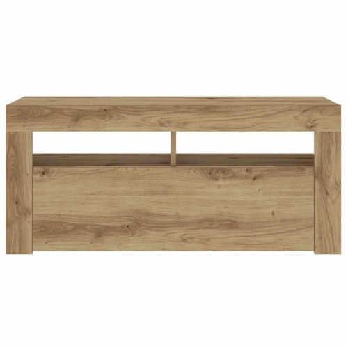 Tv-bord med LED-lys - 90×35×40 cm i kunsteg