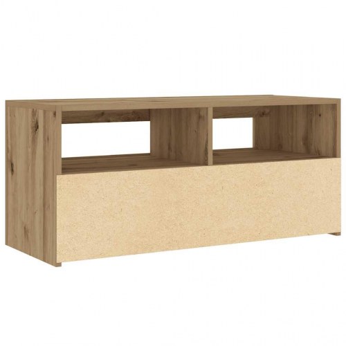 Tv-bord med LED-lys - 90×35×40 cm i kunsteg