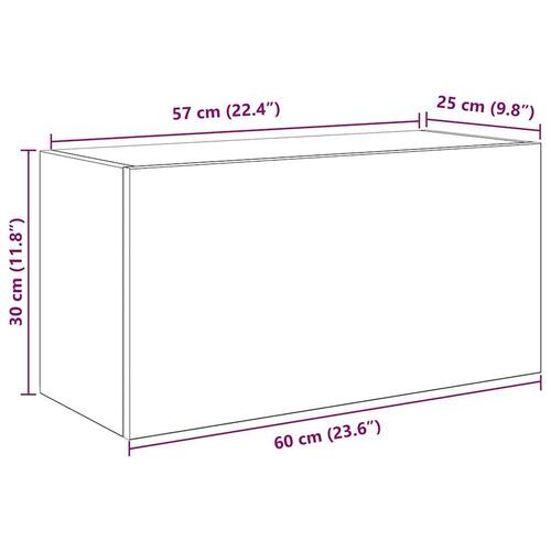 Væghængt badeværelsesskab 60x25x30 cm konstrueret træ kunsteg