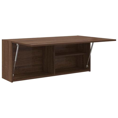 Væghængt badeværelsesskab 100x25x40 cm konstrueret træ brun eg