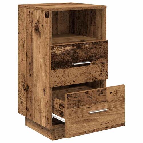 Sengeborde 2 stk. med 2 skuffer 36x36x68 cm antikt træ