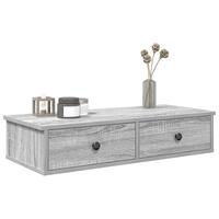 Væghylde med skuffer 80x34x17 cm konstrueret træ grå sonoma-eg