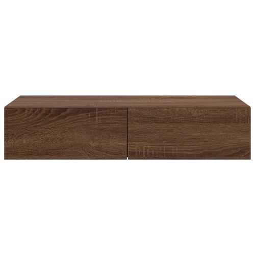 Væghylde med skuffer 80x33x17 cm konstrueret træ brun eg
