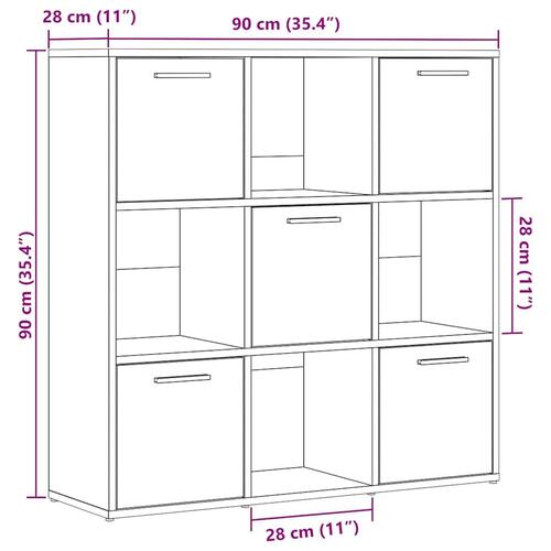 Bogreol 90x28x90 cm konstrueret træ kunsteg