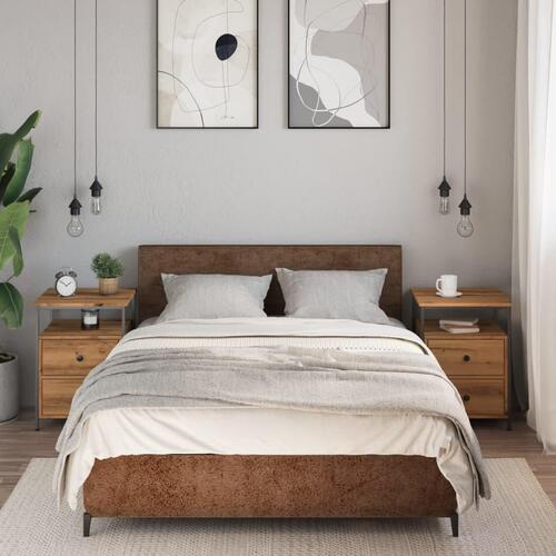 Sengeborde 2 stk. 44x45x60 cm konstrueret træ kunsteg