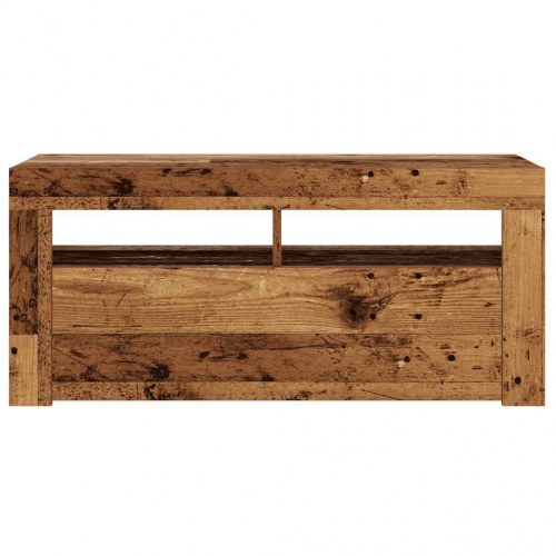 Tv-bord med LED-lys 90×35×40 cm - konstrueret træ, antikt træ