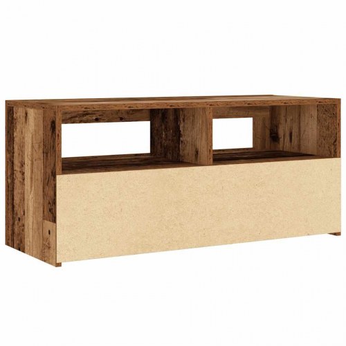 Tv-bord med LED-lys 90×35×40 cm - konstrueret træ, antikt træ