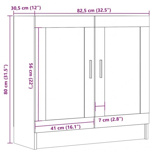 Bogskab med glaslåger - 82,5×30,5×80 cm i kunsteg