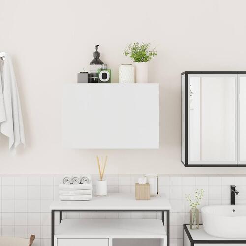 Væghængt badeværelsesskab 60x25x40 cm konstrueret træ hvid