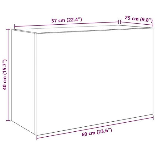 Væghængt badeværelsesskab 60x25x40 cm konstrueret træ hvid