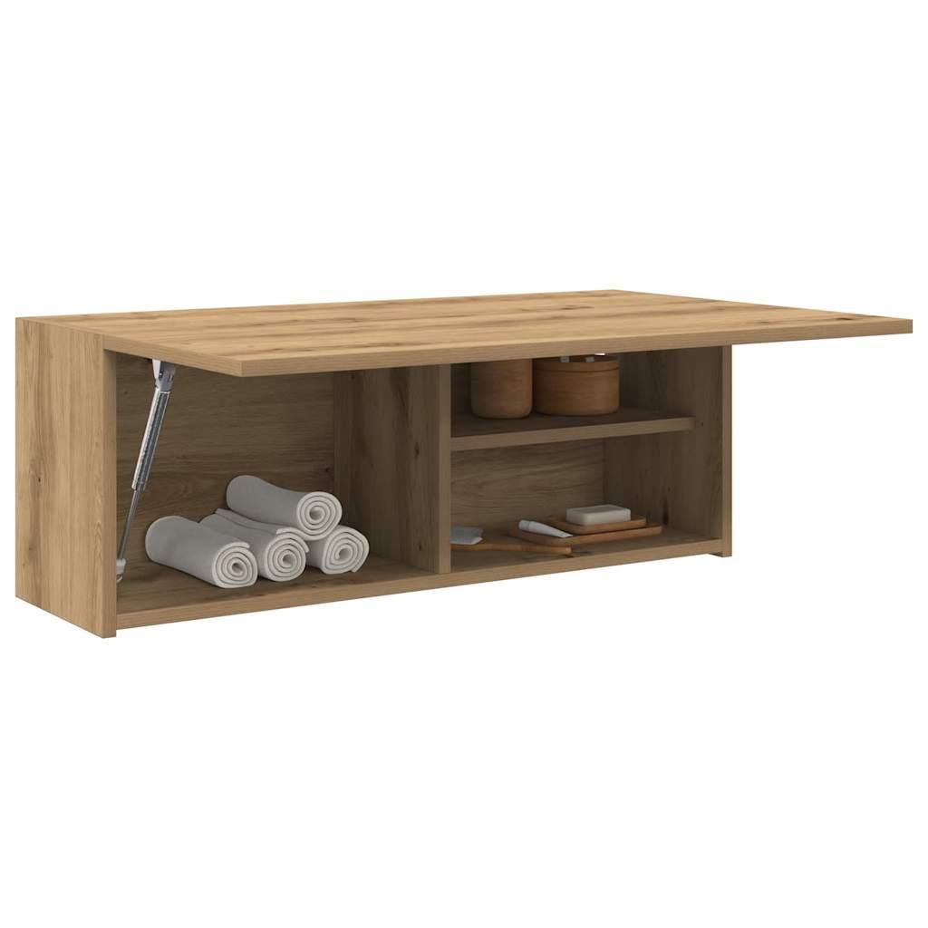 Væghængt badeværelsesskab 80x25x30 cm konstrueret træ kunsteg