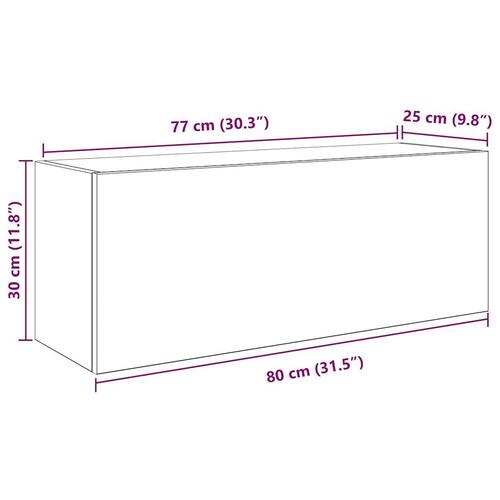 Væghængt badeværelsesskab 80x25x30 cm konstrueret træ kunsteg