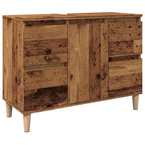 Underskab til håndvask 80x33x60 cm konstrueret træ antikt træ