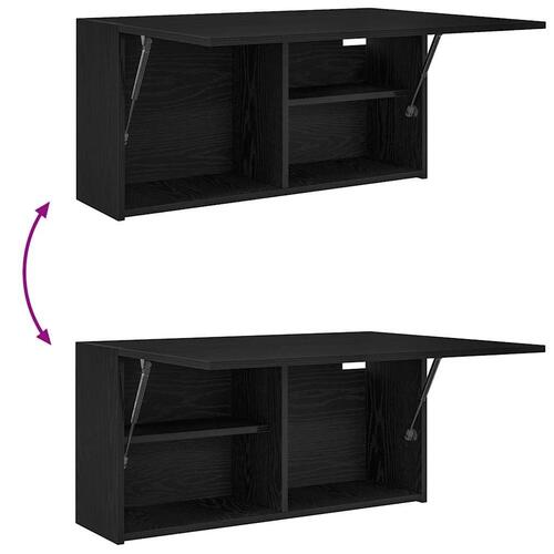 Væghængt badeværelsesskab 80x25x40 cm konstrueret træ sort