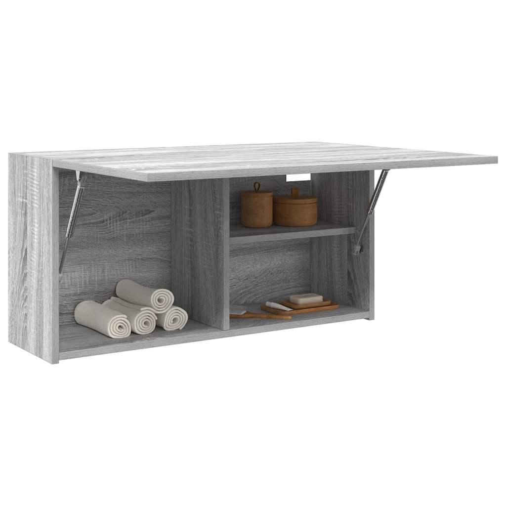 Væghængt badeværelsesskab 80x25x40 cm konstrueret træ