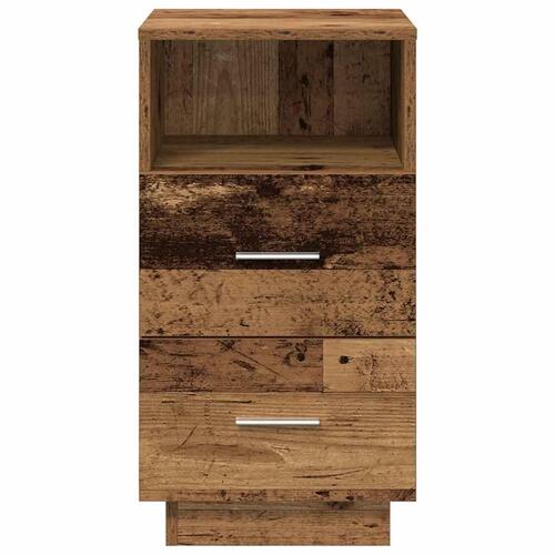 Sengebord med 2 skuffer 36x36x68 cm antikt træ