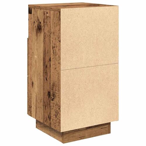Sengebord med 2 skuffer 36x36x68 cm antikt træ