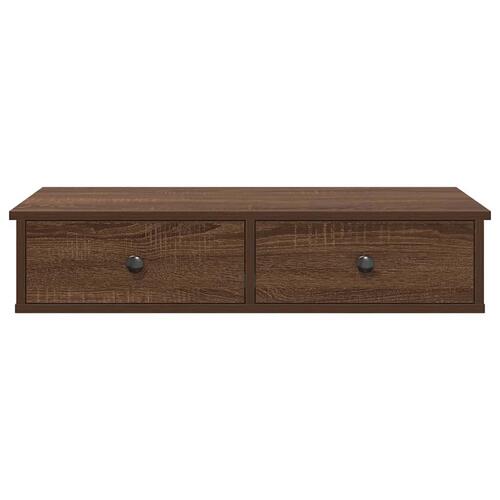 Væghylde med skuffer 80x34x17 cm konstrueret træ brun eg