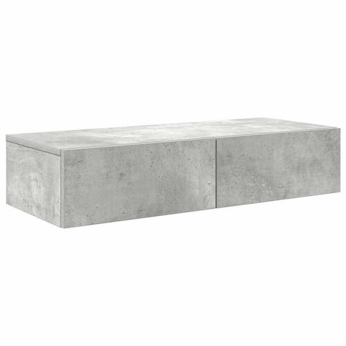 Væghylde med skuffer 80x33x17 cm konstrueret træ betongrå