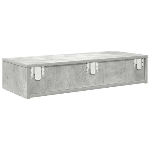 Væghylde med skuffer 80x33x17 cm konstrueret træ betongrå
