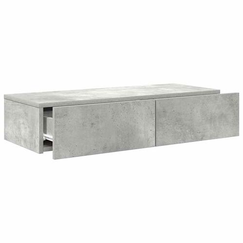 Væghylde med skuffer 80x33x17 cm konstrueret træ betongrå