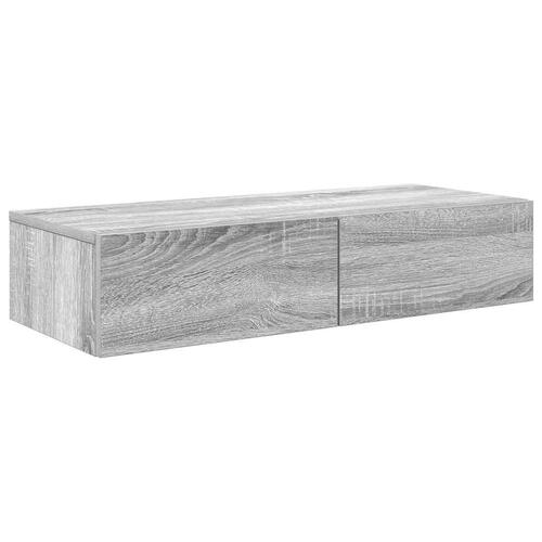 Væghylde med skuffer 80x33x17 cm konstrueret træ grå sonoma-eg