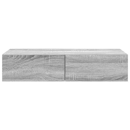 Væghylde med skuffer 80x33x17 cm konstrueret træ grå sonoma-eg