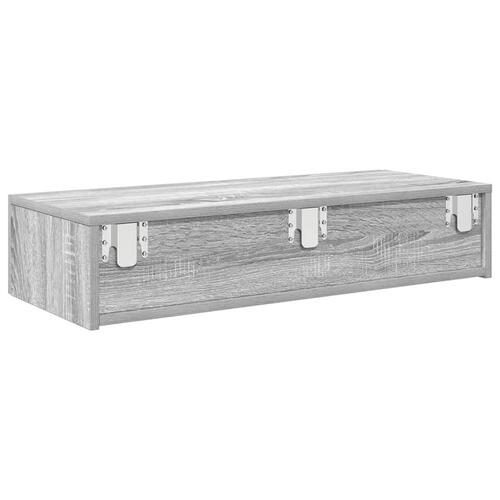 Væghylde med skuffer 80x33x17 cm konstrueret træ grå sonoma-eg