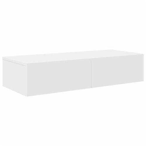 Væghylde med skuffer 80x33x17 cm konstrueret træ hvid