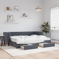 Daybed med udtræk og skuffer 80x200 cm velour mørkegrå