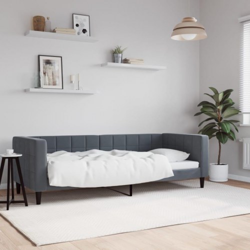 Daybed 80x200 cm i velour - mørkegrå sengeramme/sovesofa