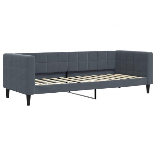 Daybed 80x200 cm i velour - mørkegrå sengeramme/sovesofa