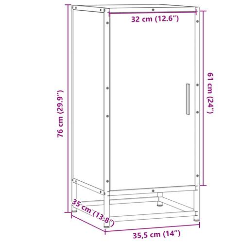 Skab 35,5x35x76 cm konstrueret træ og metal grå sonoma-eg