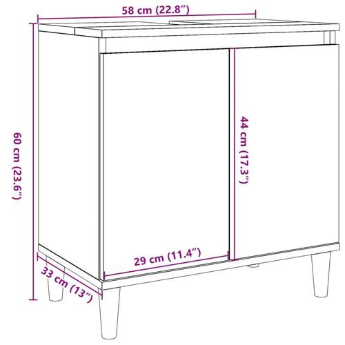 Underskab til håndvask 58x33x60 cm konstrueret træ kunsteg
